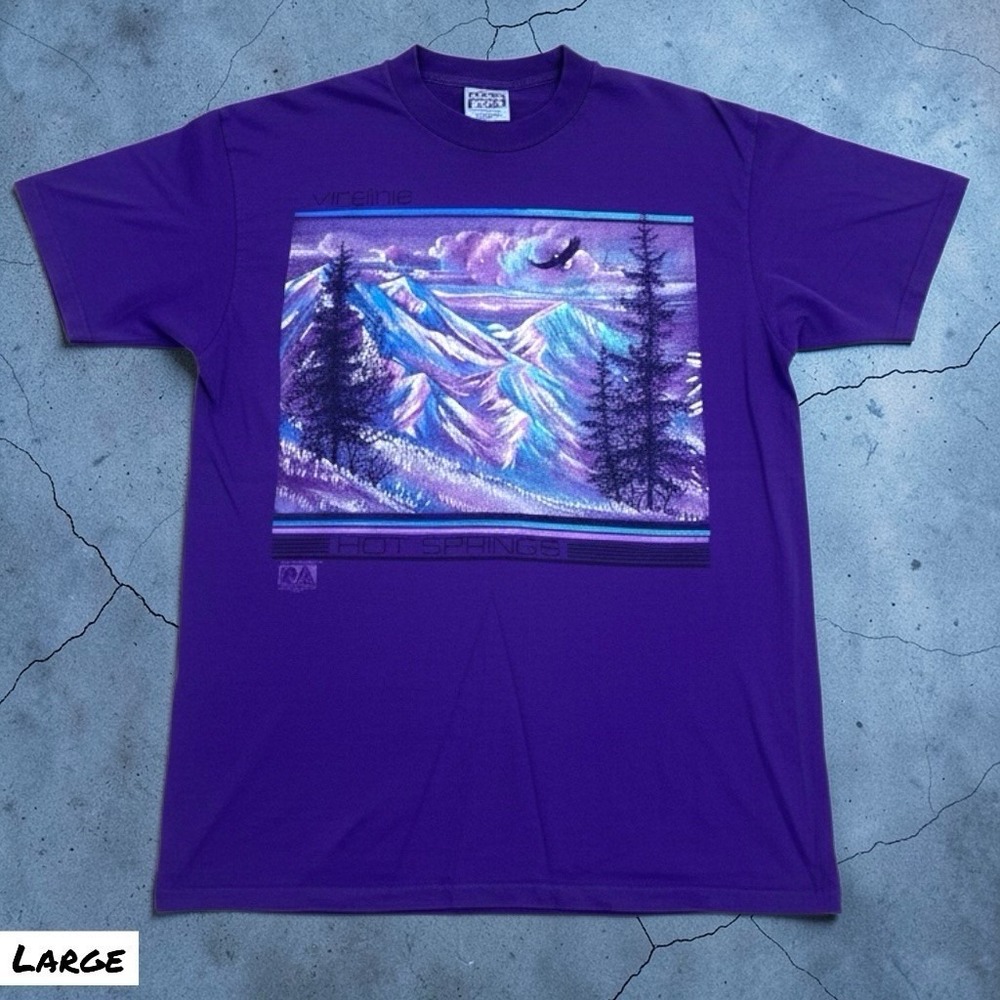 Vintage Virginia Hot Springs Single Stitch T Shirt Large‎ Hanes USA Purple Tee